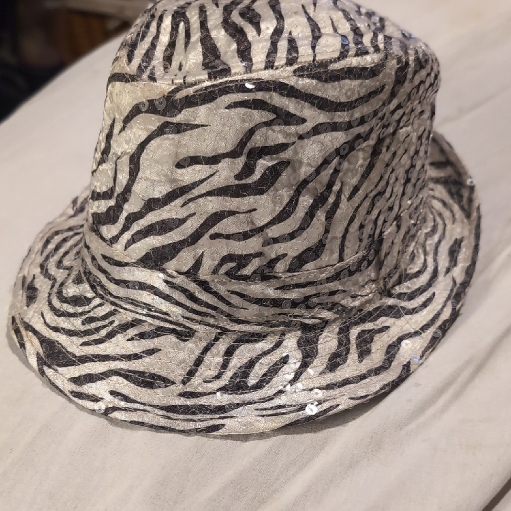 Zebra Print Sequin Hat